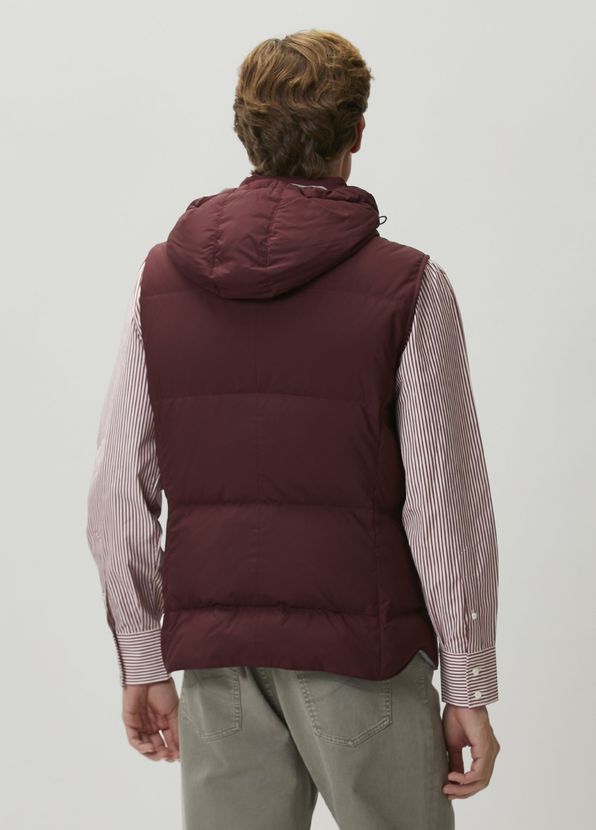 Brunello Cucinelli Burgundy Hooded Puff Vest - 4