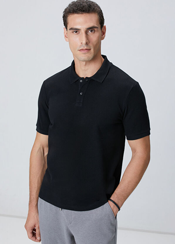 Network Siyah Çıtçıtlı Jakar Desen Kırılmaz Desen T-Shirt - 2