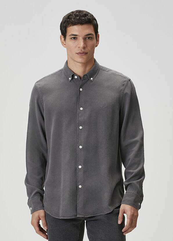 Beymen Club Comfort Fit Anthracite Textured Shirt - 1