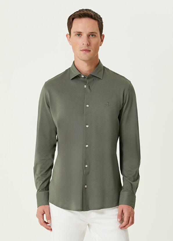 Beymen Club Slim Fit Green Stretch Shirt - 1