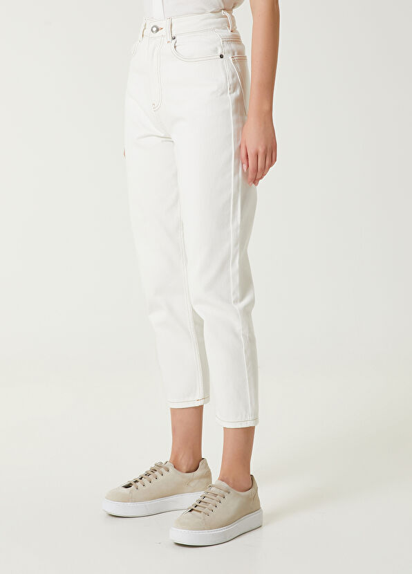 Beymen Club Ekru Klasik Mom Fit Jean Pantolon - 4