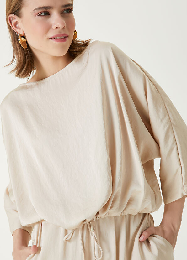 Beymen Club Beige Waist Laces Crop Blouse - 2