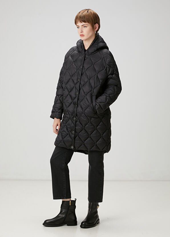 Beymen Club Siyah Kapüşonlu Kaban - 2