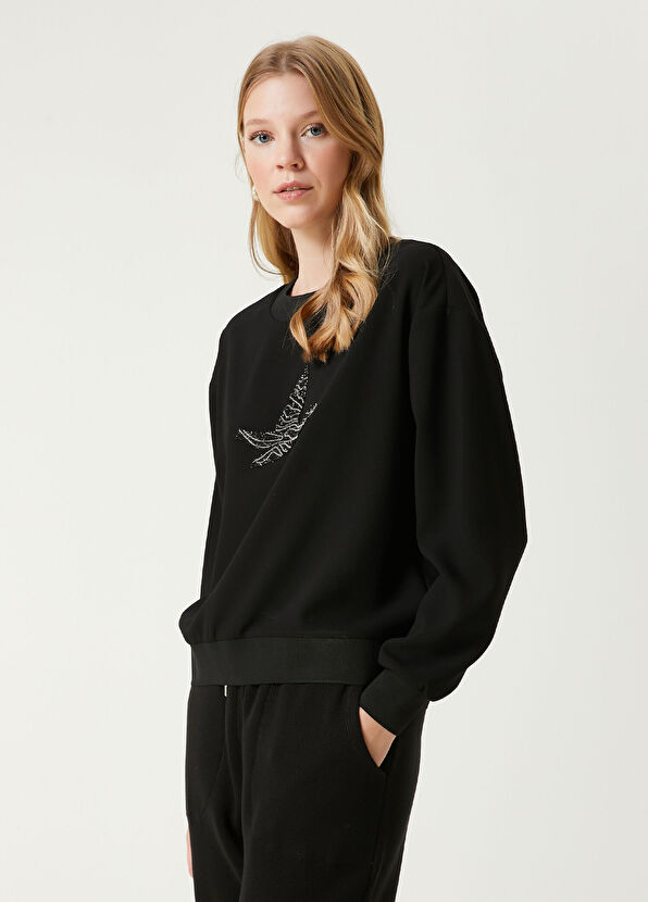 Beymen Club Siyah İşlemeli Logolu Krep Bluz - 4