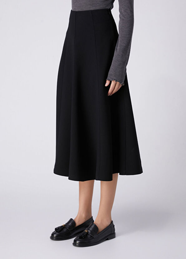 Beymen Club Siyah Midi Kloş Krep Etek - 3