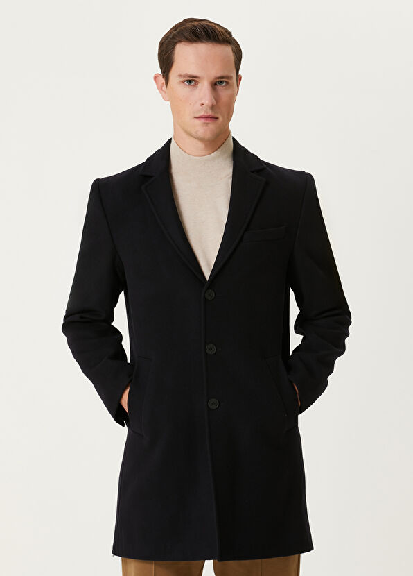 Beymen Club Lacivert Yün Kaşe Palto - 1