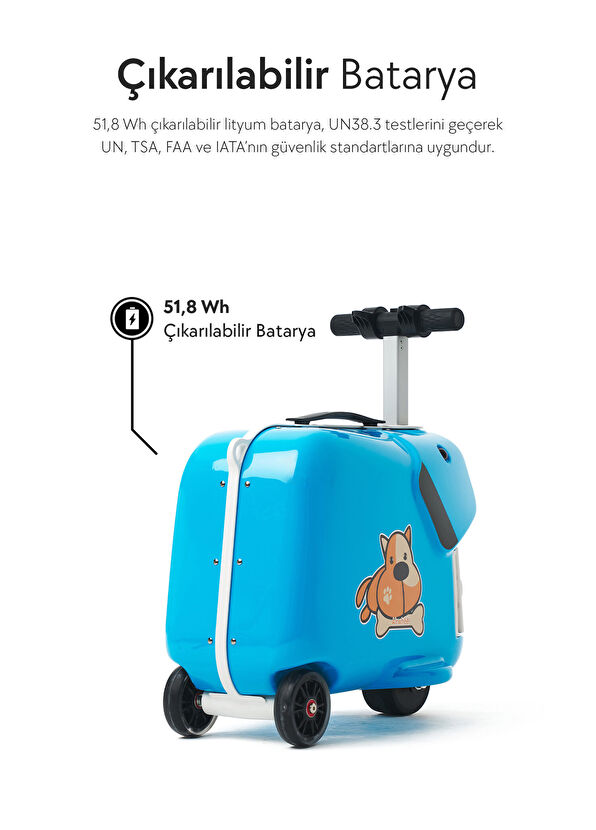 Airwheel SQ3 Blue Cabin Size Electric Rideable Scooter Suitcase For Kids - 3