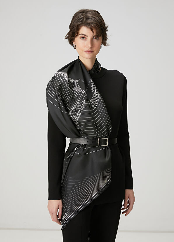 Beymen Club Black Silk Scarf - 1