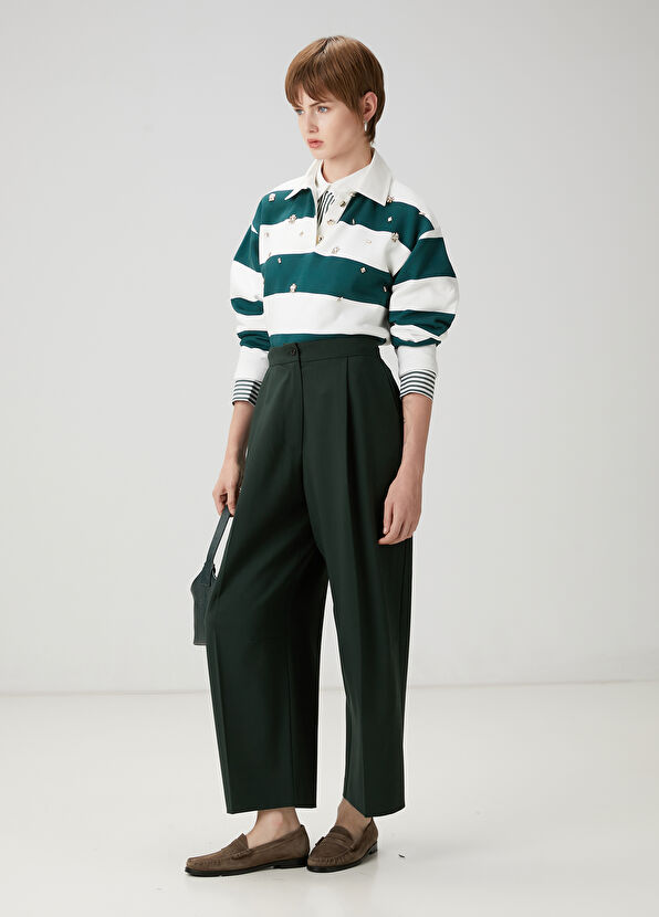 Beymen Club Dark Green Pleated Pants - 2