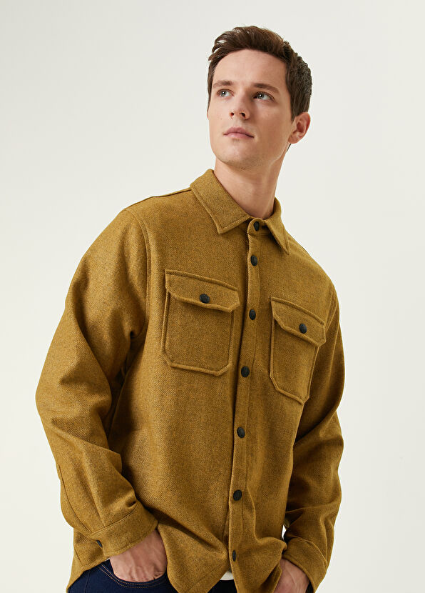 Beymen Club Hardal Flanel İnce Yün Dış Gömlek - 2