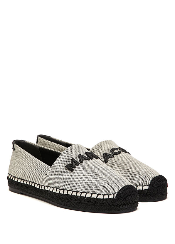 Bej Siyah Logo Detaylı Kadın Kanvas Espadril - Görsel 3