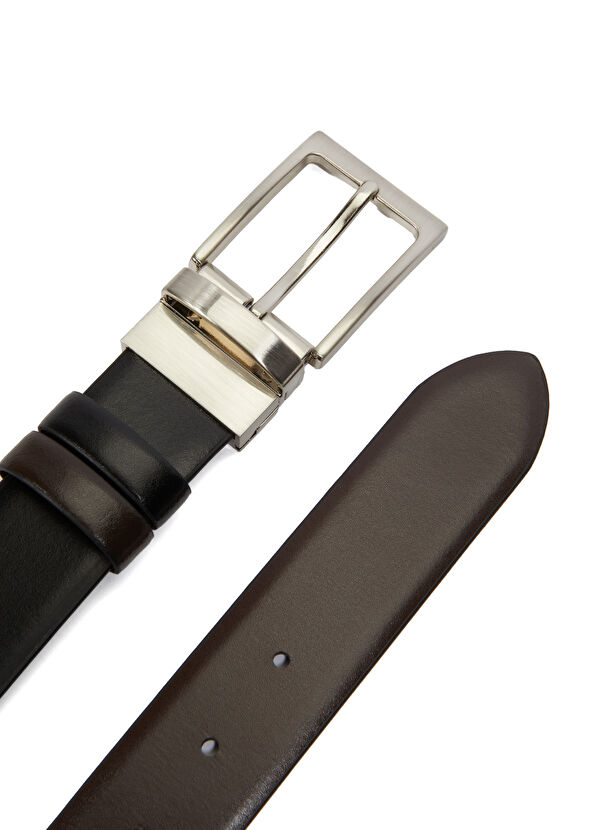 Beymen Club Siyah Kahve Çift Tokalı Erkek Deri Kemer - 2