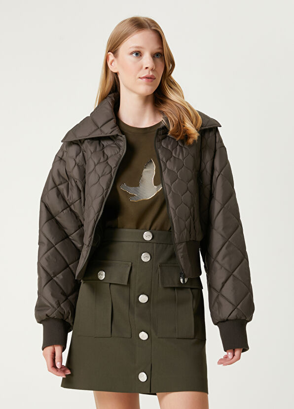 Beymen Club Khaki Crop Bomber Coat - 1