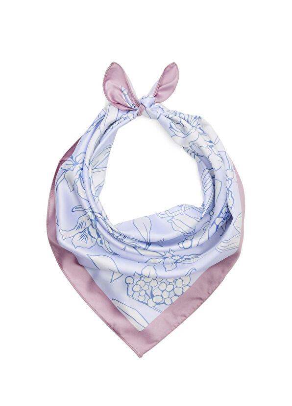 Beymen Club Pink Blue Patterned Women's Satin Scarf - 2