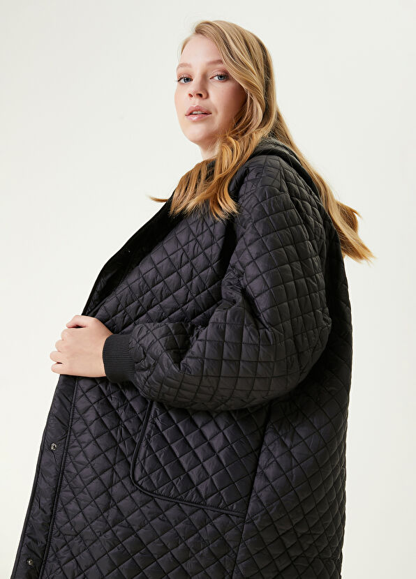 Beymen Club Siyah Kapüşonlu İnce Puff Mont - 2