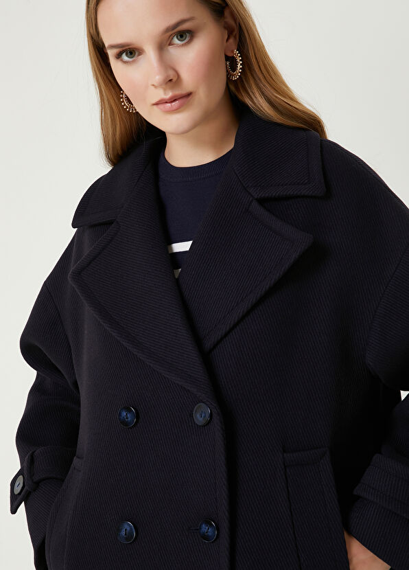 Beymen Club Lacivert Kruvaze Yün Kaban - 2