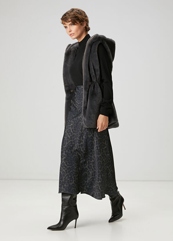 Beymen Club Hardal Desenli Midi Evaze Etek - 2