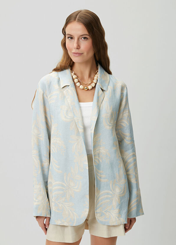 Beymen Club Mint Floral Keten Ceket - 4