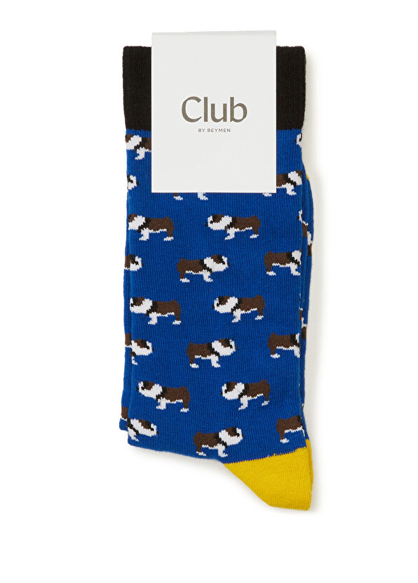 Beymen Club Navy Blue Dog Print Men's Socks - 1