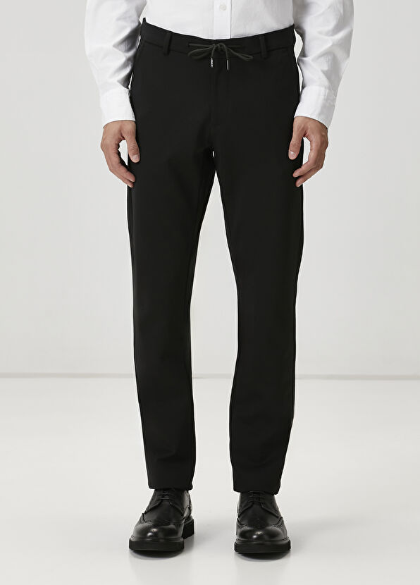 Beymen Club Siyah Beli Kordonlu Örme Chino Pantolon - 2