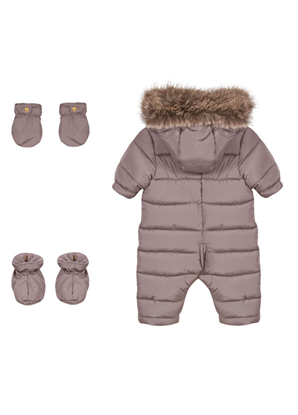 Tartine Et Chocolat Dark Beige Hooded Baby Girl Pilot Coat - 2