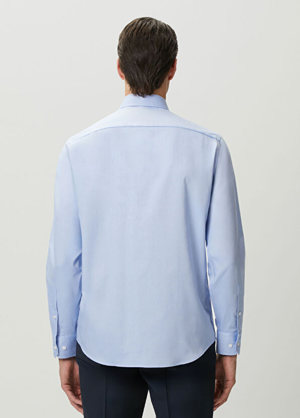 Beymen Club Comfort Fit Blue Non-Iron Shirt - 4