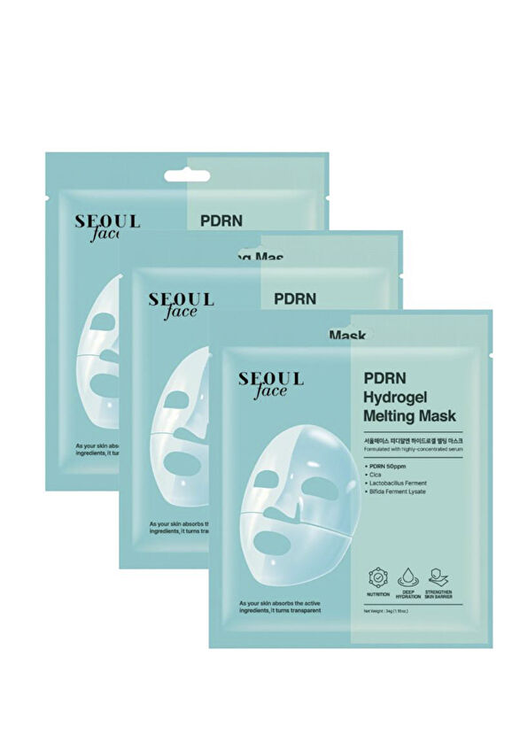 Dermal Seoul Face PDRN Hydrojel Nemlendirici Cilt Onarıcı Eriyen Şeffaf 3'lü Jel Yüz Maskesi 34 gr - 1