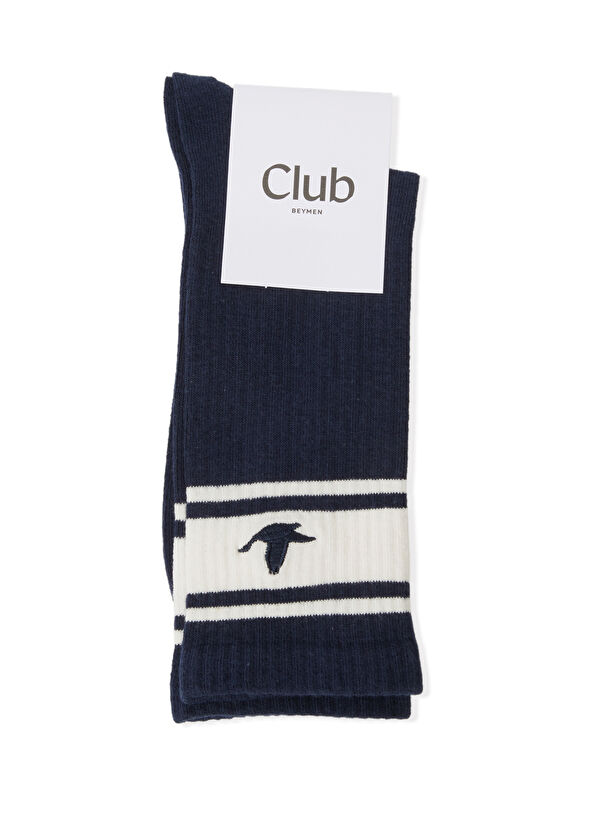 Beymen Club Navy Logo Embroidered Men's Sports Socks - 1
