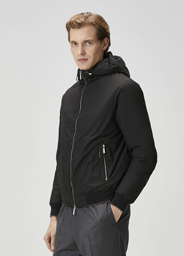 Moorer Siyah Kapüşonlu Mont - 3