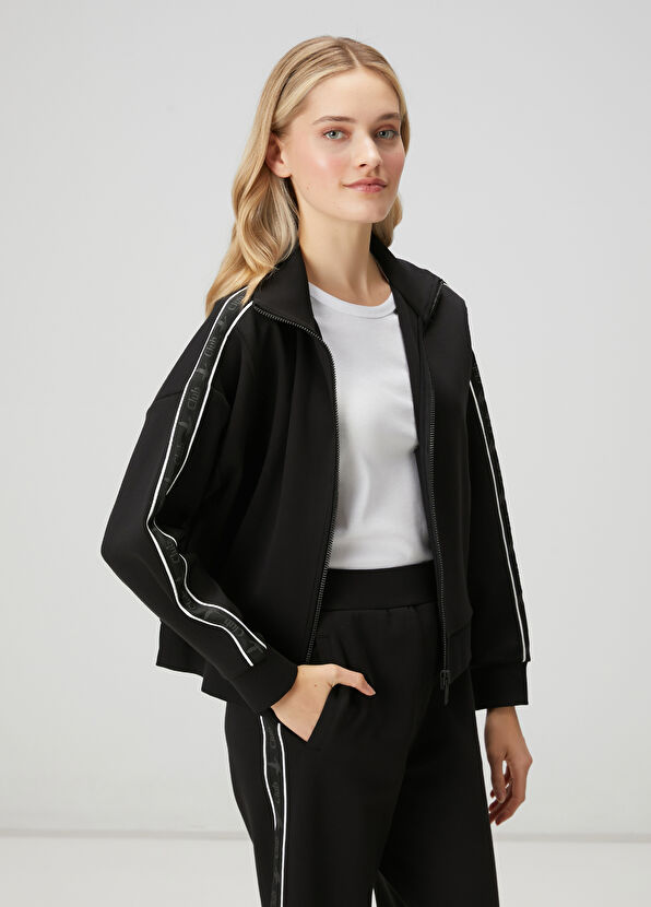 Beymen Club Siyah Logo Bantlı Fermuarlı Sweatshirt - 1