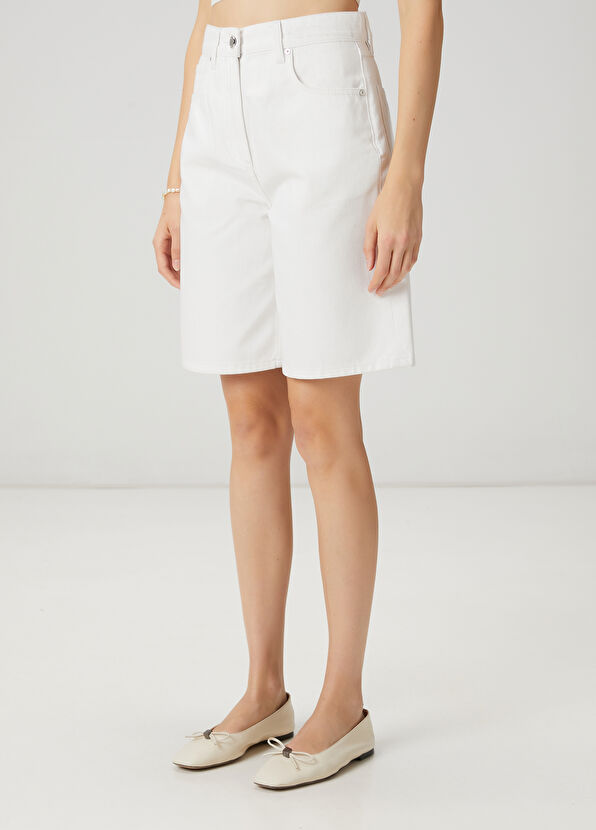 Beymen Club Kırık Beyaz Denim Bermuda - 4