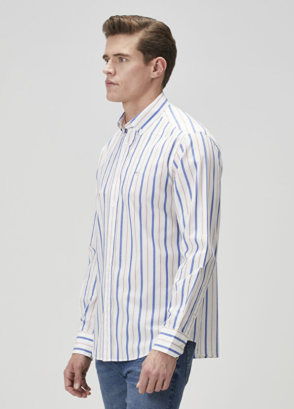 Beymen Club Comfort Fit Beyaz Çizgi Desenli Gömlek - 4