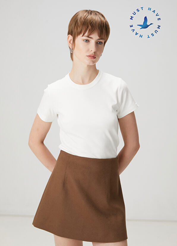 Beymen Club Kırık Beyaz Basic T-shirt - 1