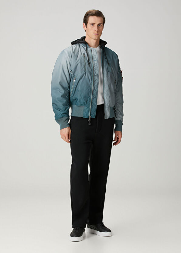 Mavi Kapüşonlu Degradeli Flight Mont - Görsel 3