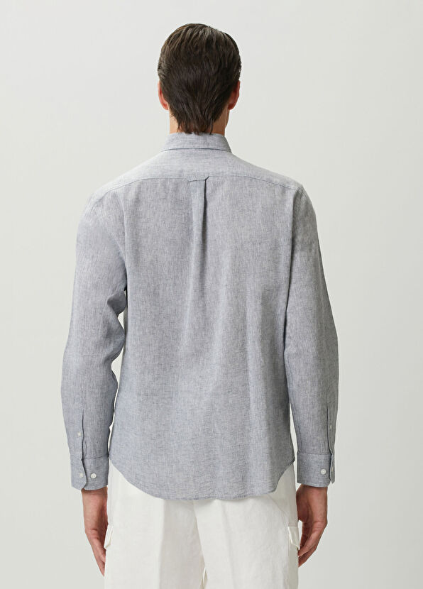 Beymen Club Comfort Fit Grey Linen Shirt - 4