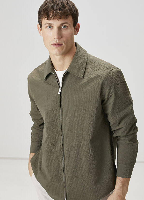 Beymen Club Dark Khaki Embossed Outer Shirt - 1