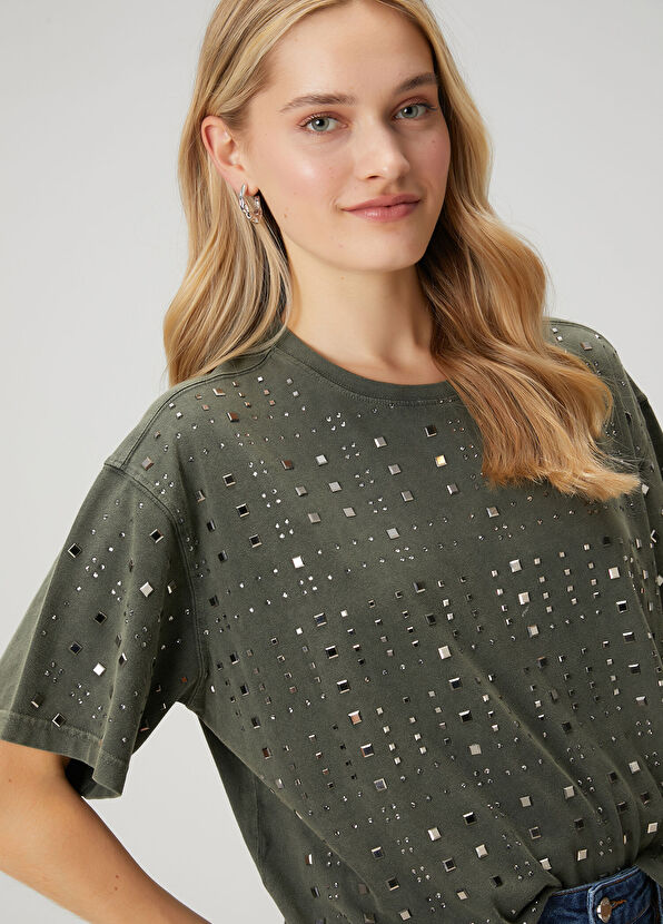 Beymen Club Haki Hotfix Detaylı Bol T-shirt - 2