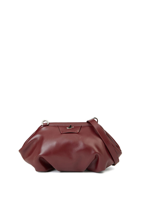 Beymen Club Volume Mini Burgundy Women's Leather Clutch - 1