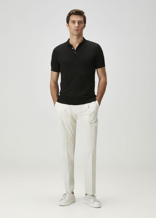 Beymen Collection Siyah Polo Yaka Ajurlu Kısa Kollu Triko - 3