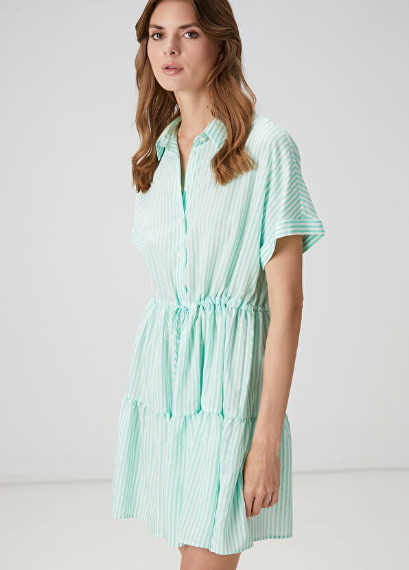 Beymen Club Yeşil Çizgili Mini Elbise - 2