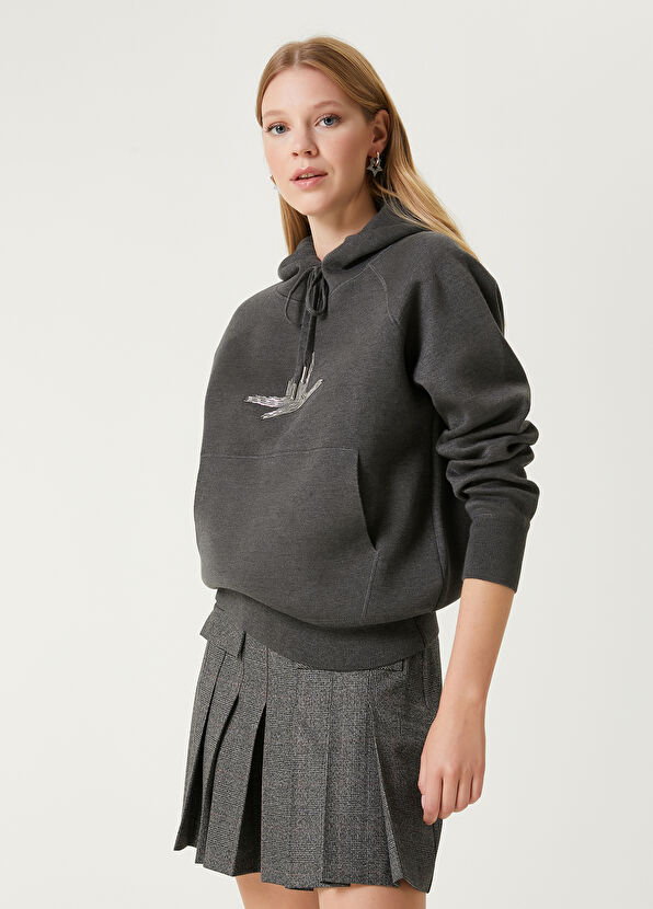 Beymen Club Gri Kapüşonlu Yün Kazak - 4