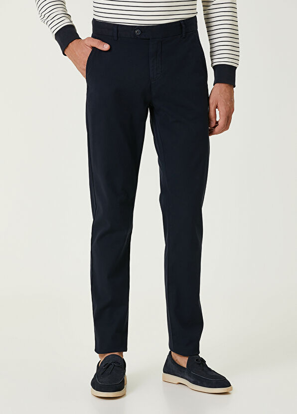 Beymen Club Slim Fit Navy Blue Twill Sport Pants - 2