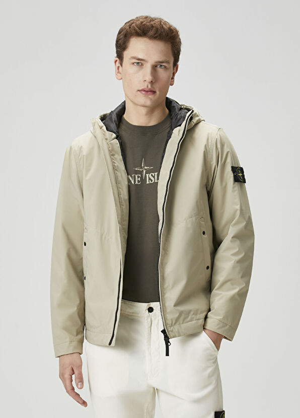 Stone Island Koyu Bej Kapüşonlu Mont - 1