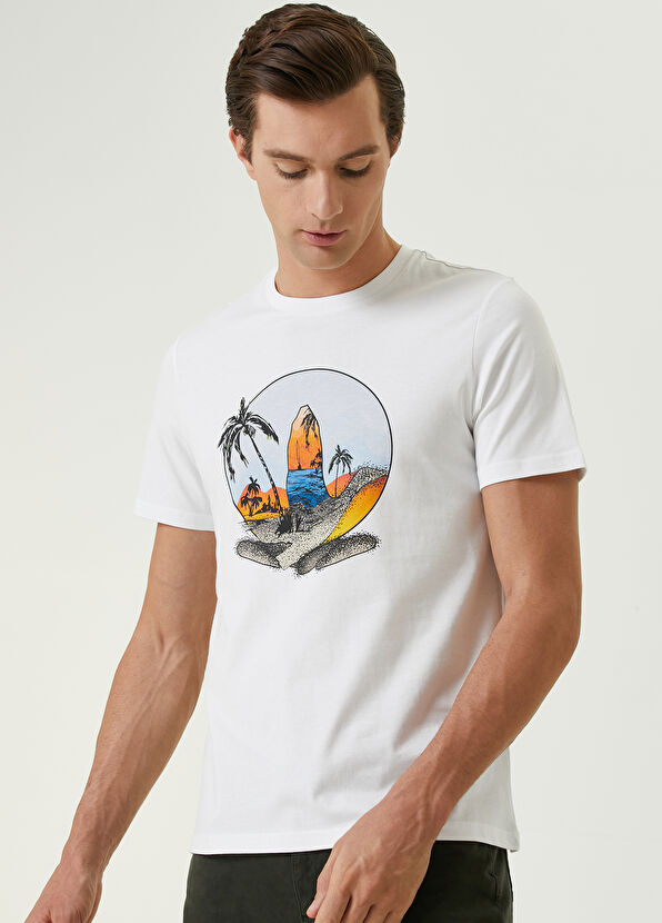 Beymen Club White Logo Printed T-shirt - 2