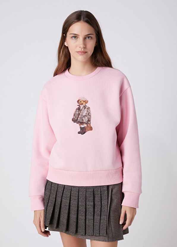 Beymen Club Pembe Taşlı Köpek Baskılı Sweatshirt - 4