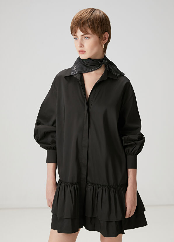 Beymen Club Siyah Fırfır Detaylı Mini Elbise - 2