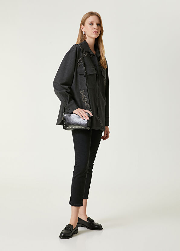 Beymen Club Antrasit Zincir Taşlı Dış Gömlek - 3