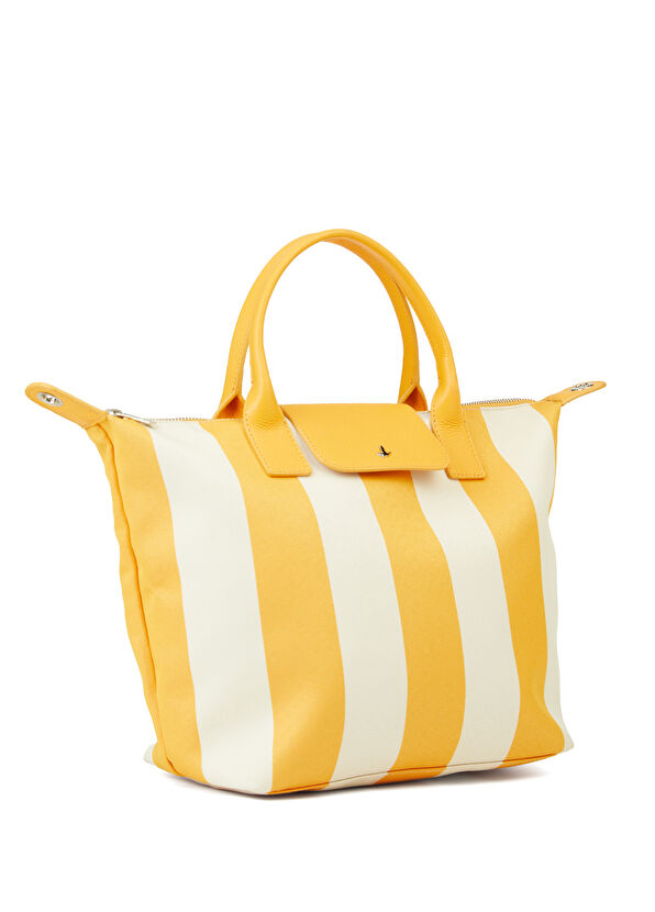 Beymen Club Sarı Beyaz Çizgili Kadın Alışveriş Çantası - 2