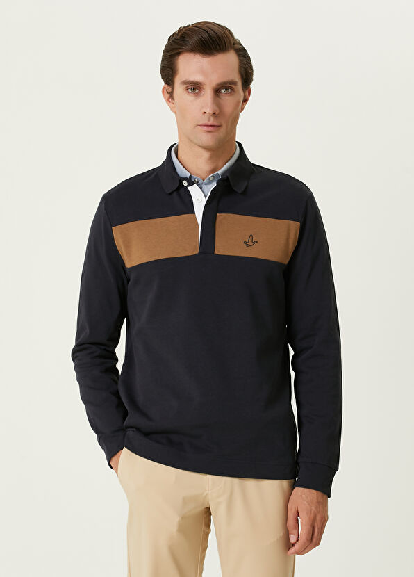 Beymen Club Navy Blue Long Sleeve Logo Detailed T-Shirt - 1