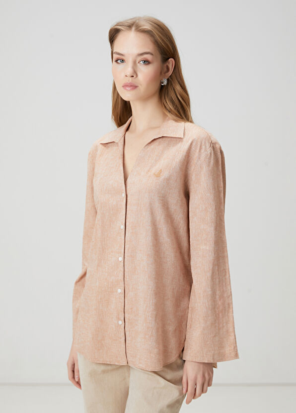 Beymen Club Açık Kahverengi Keten Gömlek - 1